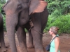 Christin vor einem ausgewachsenen Elefanten